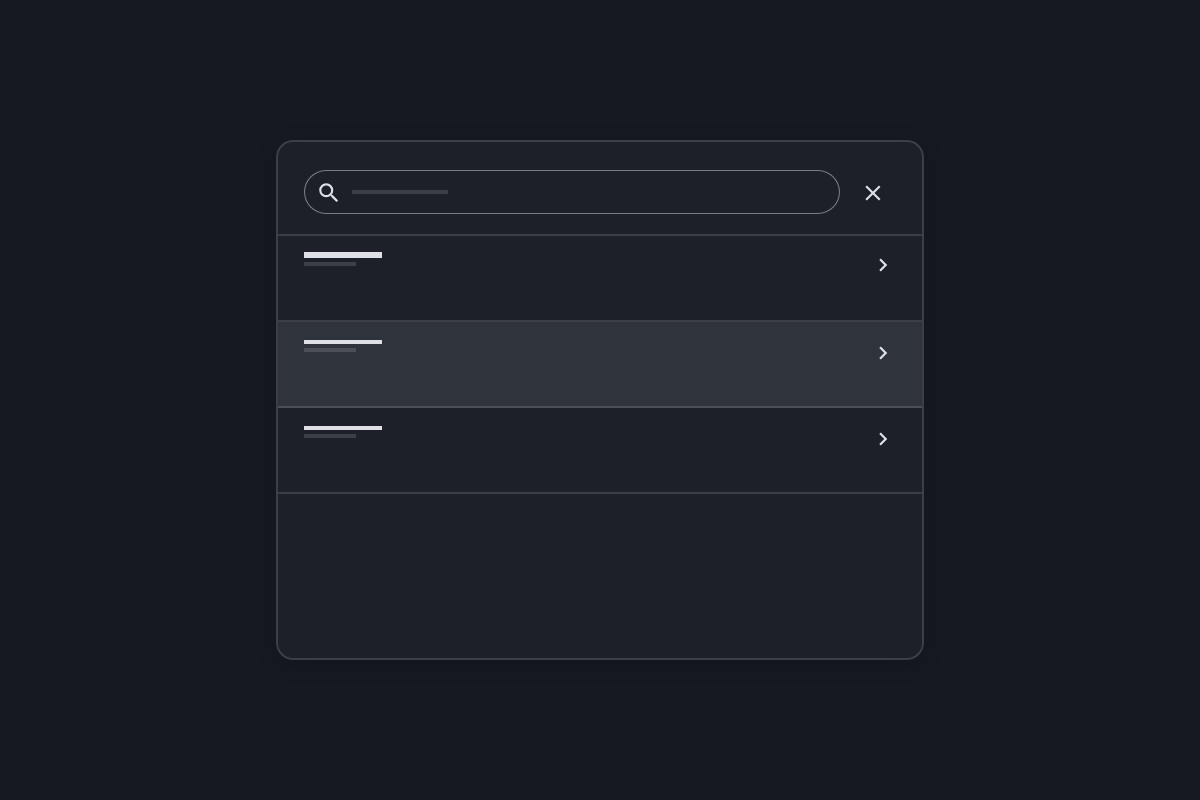 Vista previa del componente Command Search Overlay