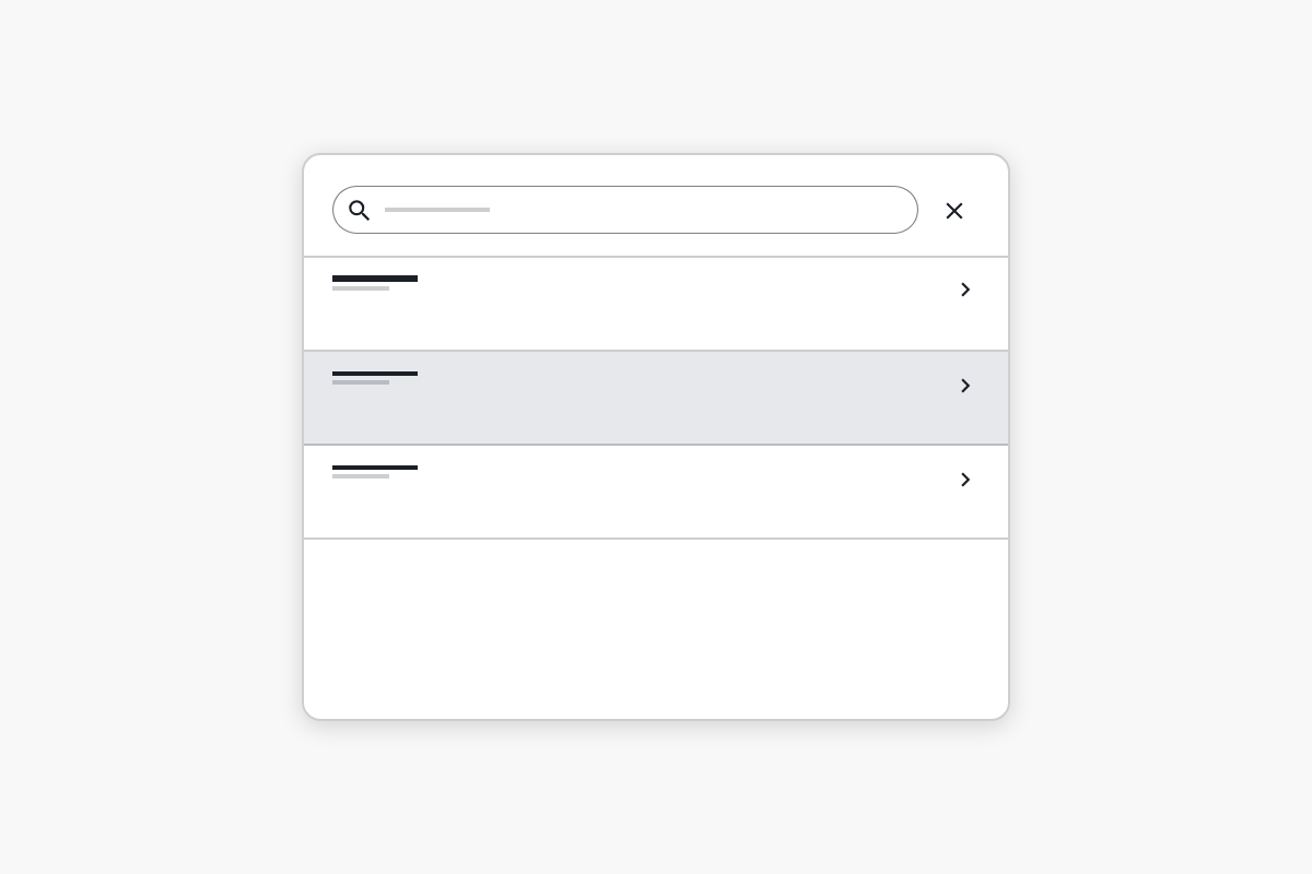 Vista previa del componente Command Search Overlay